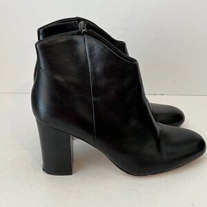 Luca Lane Alyce Black Leather Block Heel Side Zip Ankle Boots ~ Women's Size 9M